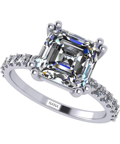 1.50ct-3.00ct Asscher Cut Solitaire Zirconia Engagement Ring w/Sides in Sterling Silver, 10K or 14K Gold 2.00ct Rhodium Plate...