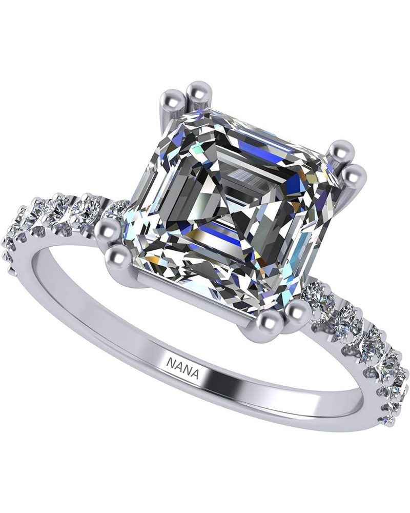 1.50ct-3.00ct Asscher Cut Solitaire Zirconia Engagement Ring w/Sides in Sterling Silver, 10K or 14K Gold 2.00ct Rhodium Plate...