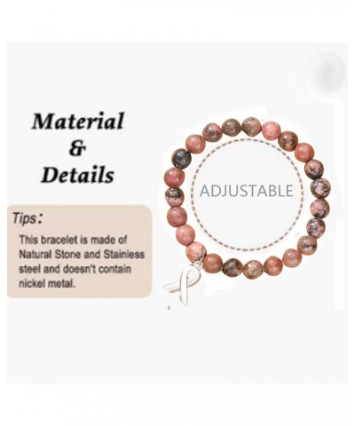 Breast Cancer Bracelet for Women Natural Stone Bracelet for Girls Inspirational Bracelet Breast Cancer Gifts C $9.17 Bracelets