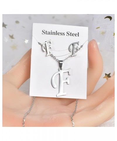 Dainty Choker Chain Necklace Titanium Steel Set Jewelry Stainless Steel Pendant Jewelry Earrings Unisex English F $5.38 Neckl...