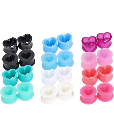 12pcs-24pcs Soft Flexible Silicone Ear Tunnels Acrylic Heart Tunnels Piercing Gauge 4g-3/4 inch 12 pairs, 0g(8mm) $11.99 Body...