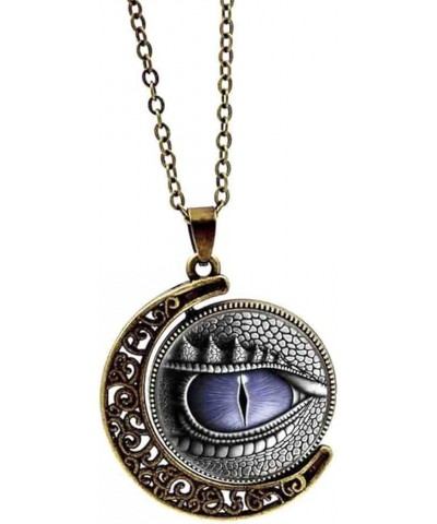 Necklace Chain for Women Girls, Unisex Rotatable Dragon Eye Hollow Moon Pendant Long Chain Necklace Jewlery Pendant Necklace ...