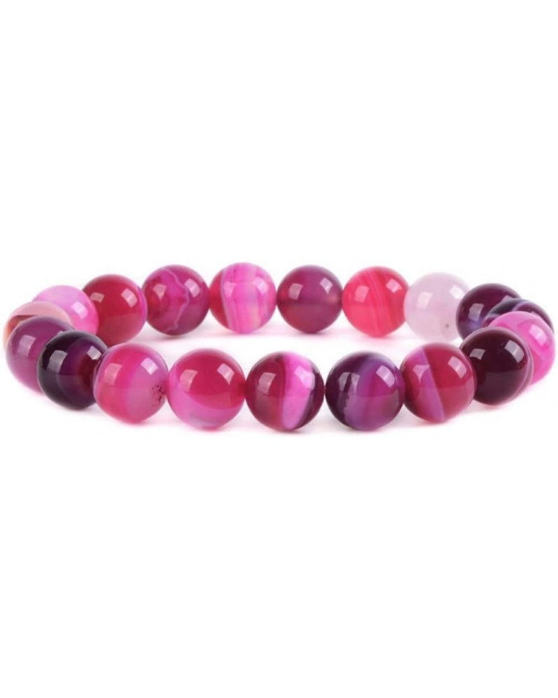 Gem Semi Precious Gemstone 10mm Round Beads Stretch Bracelet 7 Inch Unisex Pink Brazilian Agate $9.66 Bracelets