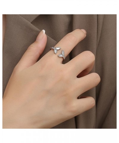 Stainless Steel Fish Dolphin Tail Style Wrap Hug Statement Promise Anniversary Ring Silver $6.00 Rings