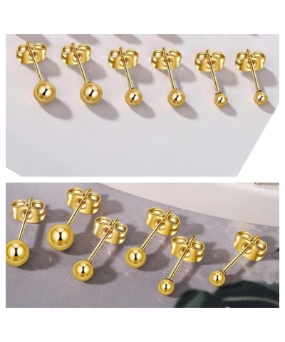 Ball Stud Earrings for Women Gold Round Ball Stud Earrings 3-8mm Statement Earrings Wedding Prom Earrings Jewelry Gifts for G...