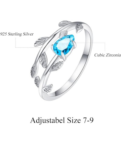 925 Sterling Silver Leaf Birthstone Rings Adjustable Open Ring for Women with Jewelry Box Size 7-9 12. December $14.96 Rings