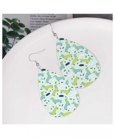 Cute Dachshunds Dog And Bones Pattern Earrings For Women Girls Faux Leather Earrings Pendant Teardrop Dangle Drops Earrings $...