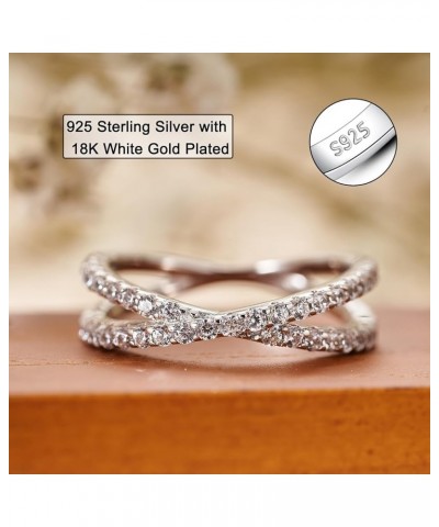 Twisted Rope Wedding Band for Women Sterling Silver Rings Cubic Zirconia Ring Eternity Bands for Women Wedding Rings for Wome...