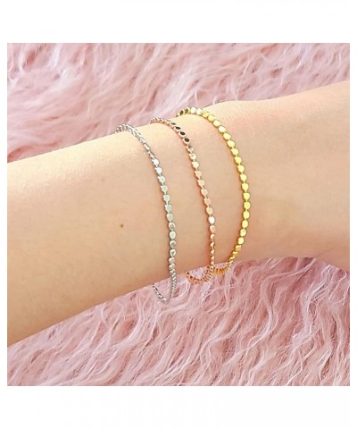 Dainty Gold Bracelet for Women 14K Gold Plated Lightweight Chain Bracelet Herringbone Twisted Rope Box Mesh Bracelet Charm Mi...