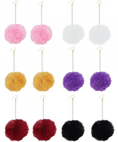 6 Pairs Pom Pom Earrings for Women Faux Fur Ball Earrings Tassel Drop Dangle Earrings Set… 6 Pairs Pearl chain earrings $11.5...