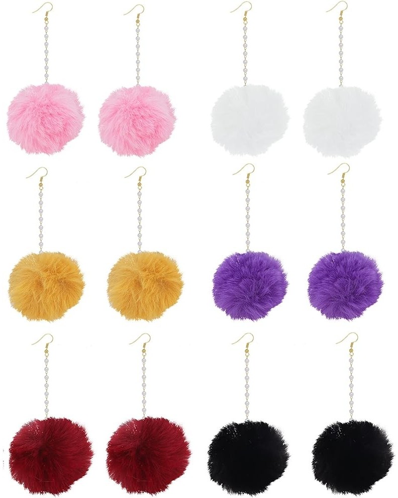 6 Pairs Pom Pom Earrings for Women Faux Fur Ball Earrings Tassel Drop Dangle Earrings Set… 6 Pairs Pearl chain earrings $11.5...