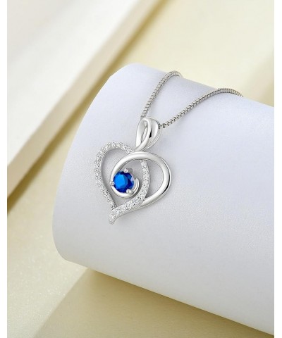 Heart Necklaces for Women - 925 Sterling Silver Infinity Pendant Necklace 4mm Round Created Birthstone - Jewelry Birthday Ann...