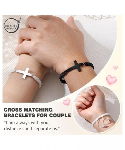 Couples Cross Charm Adjustable Braided Rope Bracelets, Anniversary Valentines Day Birthday Christmas Gifts for Women Men Boyf...