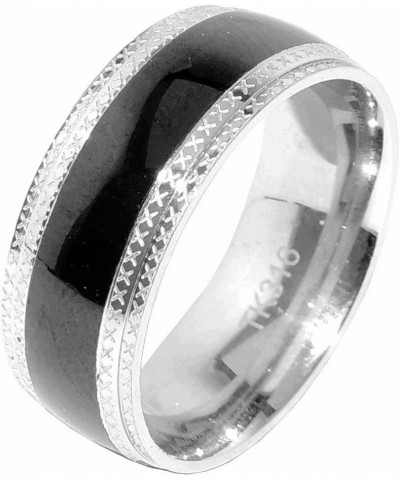 His & Hers 3 PCS Black IP Stainless Steel Princess Cut CZ Engagement Ring Set Mens Matching Band Size Women's 07 Men's 10 $18...