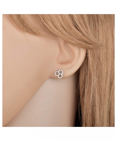 Stainless Steel Tiny Hexagon Honeycomb Bee Hive Post Stud Earrings gold+rose+silver $8.04 Earrings