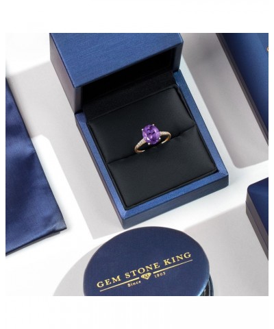 10K Yellow Gold Purple Amethyst and White Diamond Engagement Ring For Women | 2.42 Cttw | Oval 10X8MM | Gemstone February Bir...