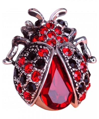 Vintage Red Crystal Rhinestone Ladybug Beetle Brooch Pin Red Stone Beetle Bug Jewelry Accessory $3.43 Brooches & Pins