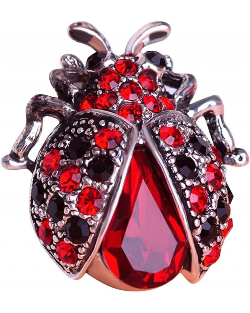 Vintage Red Crystal Rhinestone Ladybug Beetle Brooch Pin Red Stone Beetle Bug Jewelry Accessory $3.43 Brooches & Pins