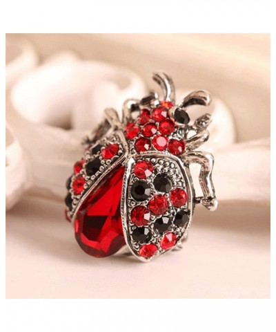 Vintage Red Crystal Rhinestone Ladybug Beetle Brooch Pin Red Stone Beetle Bug Jewelry Accessory $3.43 Brooches & Pins