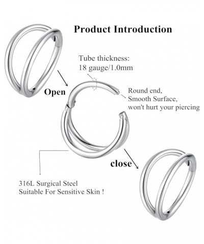 Double Hoop Nose Ring 18G 16G 316L Surgical Steel Cartilage Earring Septum Jewelry Seamless Hinged Clicker Segment Ring Conch...