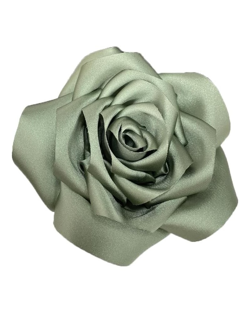 Dainty Satin Rose Flower Large Brooch Lapel Pins Delicate Elegant Handmade Fabric Flower Brooches Pin Classic for Wedding Par...