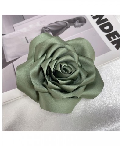 Dainty Satin Rose Flower Large Brooch Lapel Pins Delicate Elegant Handmade Fabric Flower Brooches Pin Classic for Wedding Par...