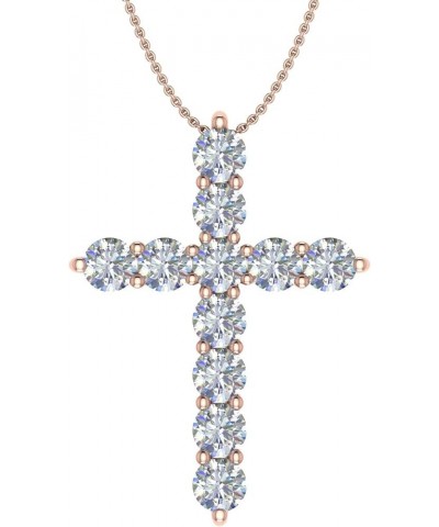 2 to 2 1/10 Carat Diamond Cross Pendant Necklace in 14K Gold (Silver Chain Included) - IGI Certified Rose Gold 2.0 carats $51...