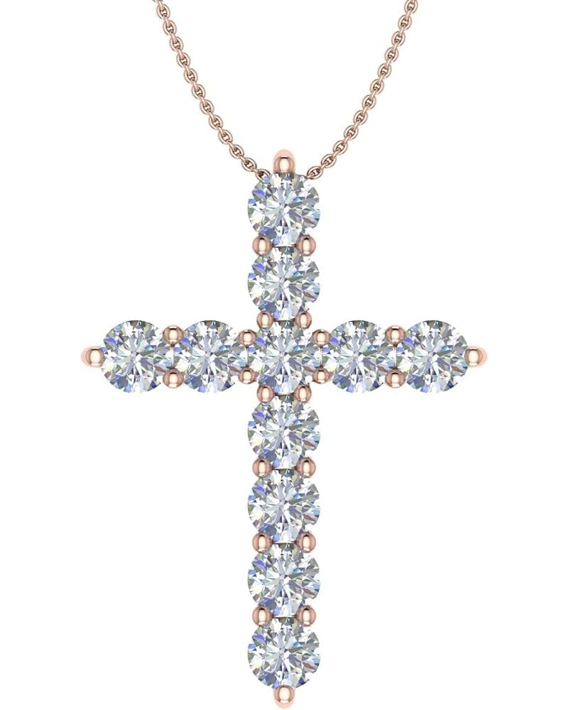 2 to 2 1/10 Carat Diamond Cross Pendant Necklace in 14K Gold (Silver Chain Included) - IGI Certified Rose Gold 2.0 carats $51...