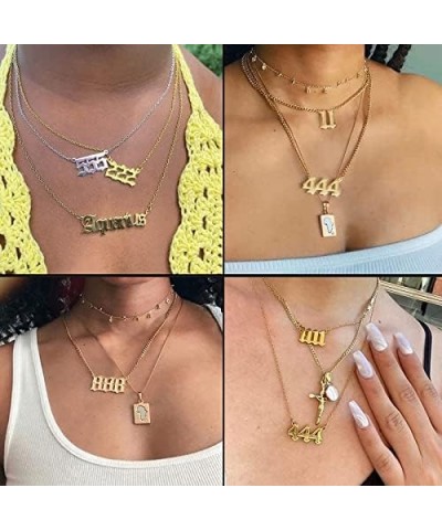 Stainless Steel Jewelry Angel Number Necklace for Women 111 222 333 444 555 666 777 888 999 Choker Necklace Christmas Gift 33...