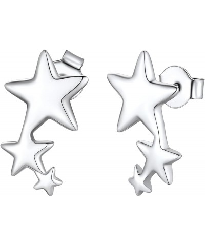 Hypoallergenic Small Star/Heart/Spike/Square Huggie Earrings for Women 18K Gold/Platinum Plated Cute Girls' Studs 2. star cli...