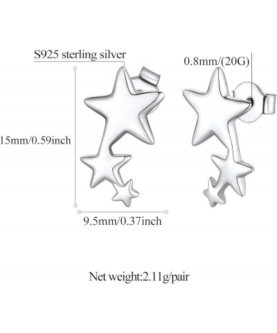 Hypoallergenic Small Star/Heart/Spike/Square Huggie Earrings for Women 18K Gold/Platinum Plated Cute Girls' Studs 2. star cli...