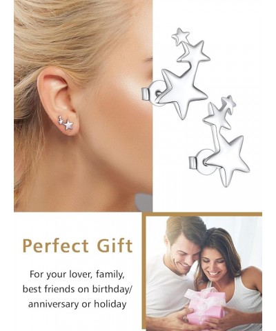 Hypoallergenic Small Star/Heart/Spike/Square Huggie Earrings for Women 18K Gold/Platinum Plated Cute Girls' Studs 2. star cli...