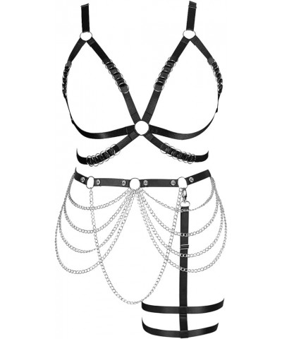 Women Full Body Harness Lingerie Plus Size Body Chain Waist Chain Hollow Out Stretchy Fabric Festival Rave Black $18.73 Body ...