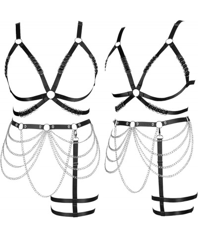 Women Full Body Harness Lingerie Plus Size Body Chain Waist Chain Hollow Out Stretchy Fabric Festival Rave Black $18.73 Body ...