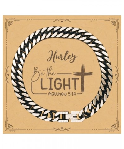 Hurley Be The Light Matthew 5:14 Card, Inspirational Hurley Cuban Link Chain Bracelet Hurley Personalised Religious Quotes Hu...