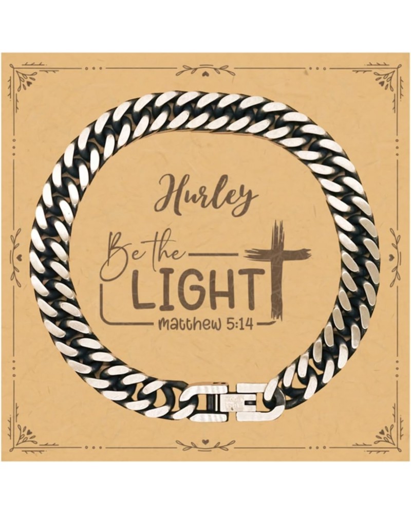 Hurley Be The Light Matthew 5:14 Card, Inspirational Hurley Cuban Link Chain Bracelet Hurley Personalised Religious Quotes Hu...