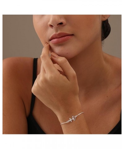 925 Sterling Silver Italian Natural Handmade Sliding Bolo Adjustable Bracelet for Women Cross Heart $17.48 Bracelets