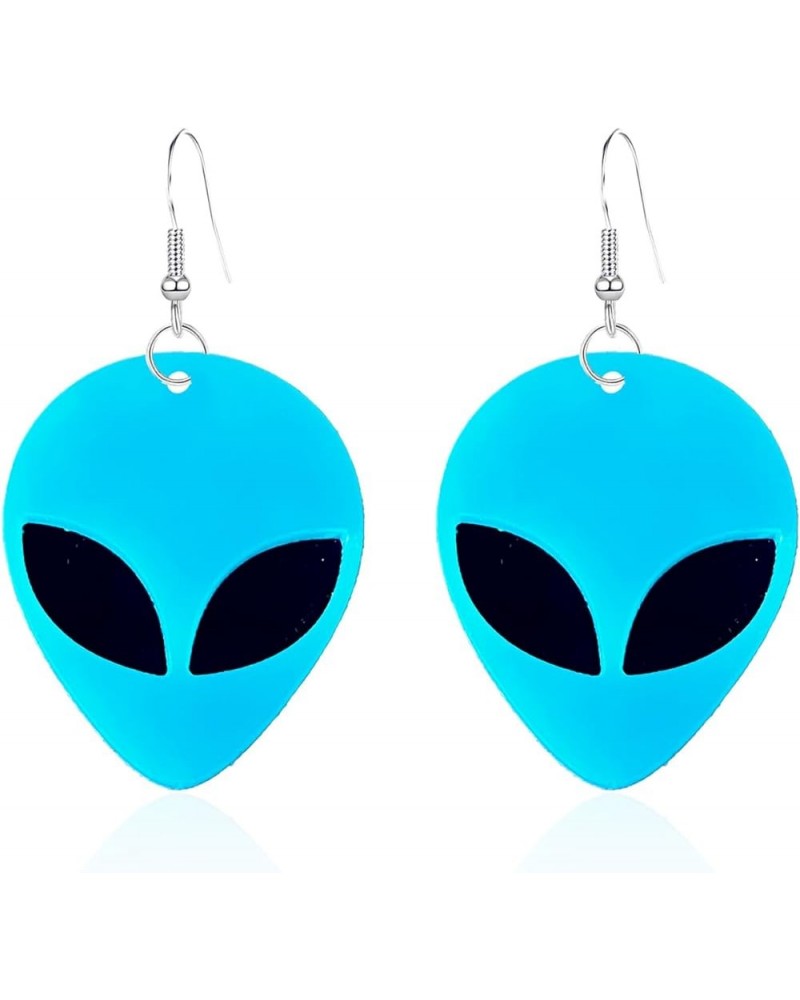 Alien Acrylic Neon Earrings for Women Girls Funny Weird Cartoon Green Rose Red Color Aliens Face Big Eye Space Spaceman State...