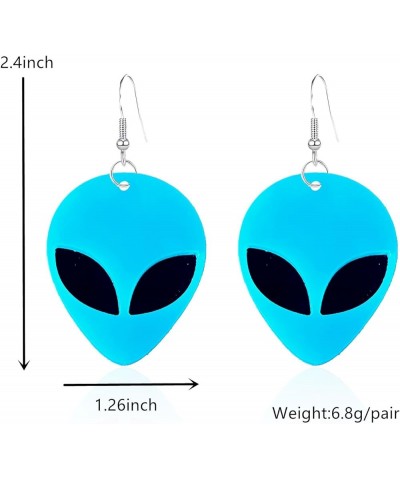 Alien Acrylic Neon Earrings for Women Girls Funny Weird Cartoon Green Rose Red Color Aliens Face Big Eye Space Spaceman State...