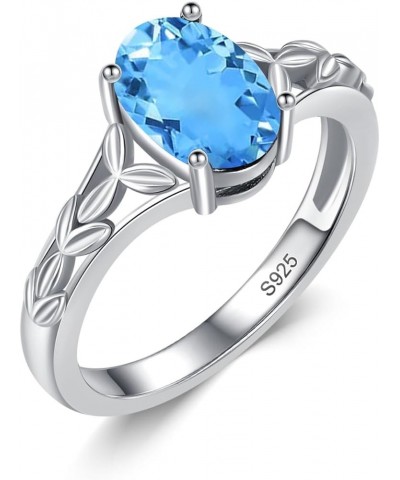 925 Sterling Silver Celtic Knot Ring 8x6 mm Oval Cut Gemstone Birthstone Engagement Ring for Women 9.5 03.Swiss Blue Topaz $4...