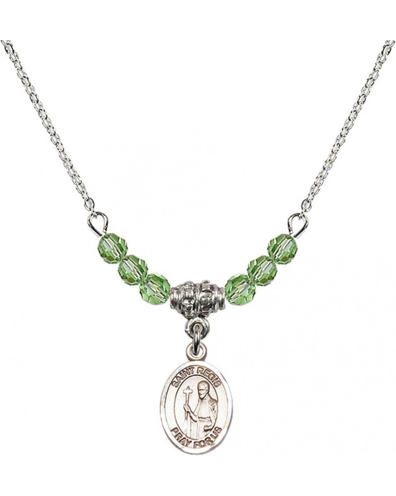 August Birth Month Bead Necklace with Catholic Patron Saint Petite Charm, 18 Inch Saint Regis $33.24 Necklaces