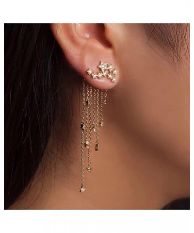 Star Dangle Earrings for Women Lasel Star Sequin Earrings for Girls Dazzling Star Tassel Earrings Pearl Stud Earrings for Sum...