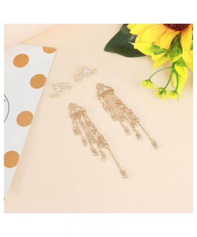 Star Dangle Earrings for Women Lasel Star Sequin Earrings for Girls Dazzling Star Tassel Earrings Pearl Stud Earrings for Sum...