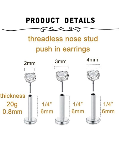 Nose Studs 20g 18g Nose Rings Studs Nose Stud L Shaped Surgical Stainless Steel Diamond Small Nose Stud for Women Men Corkscr...