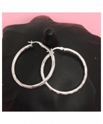 925 Sterling Silver Hoop Earrings for Women Diamond-Cut Classic Textured Italian Design Click-Top Hoop Earrings for Women (15...