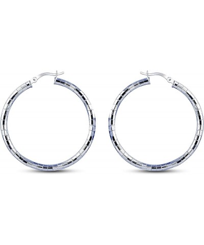 925 Sterling Silver Hoop Earrings for Women Diamond-Cut Classic Textured Italian Design Click-Top Hoop Earrings for Women (15...