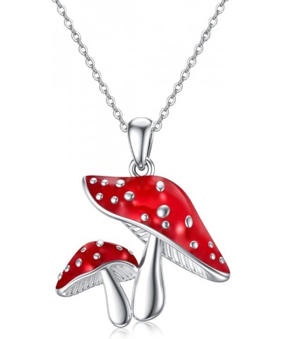 Mushroom Necklace for Women 925 Sterling Silver Snail with Mushroom Pendant Necklace Chain,Elegant $20.50 Necklaces