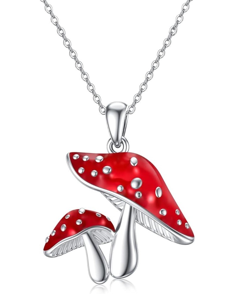 Mushroom Necklace for Women 925 Sterling Silver Snail with Mushroom Pendant Necklace Chain,Elegant $20.50 Necklaces