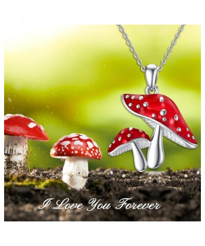 Mushroom Necklace for Women 925 Sterling Silver Snail with Mushroom Pendant Necklace Chain,Elegant $20.50 Necklaces