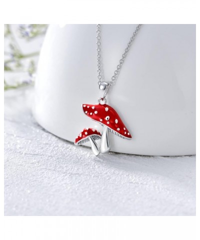 Mushroom Necklace for Women 925 Sterling Silver Snail with Mushroom Pendant Necklace Chain,Elegant $20.50 Necklaces